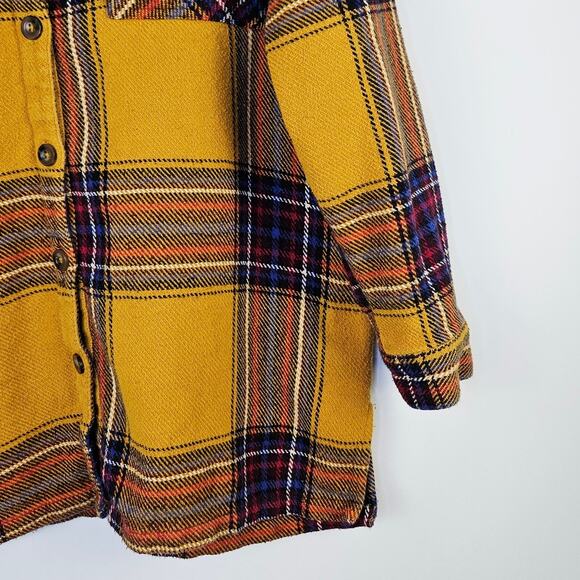 Maurices XL Mustard Plaid Shirt Flannel Shacket Oversize Fall Cozy Rustic Grunge - Picture 8 of 14